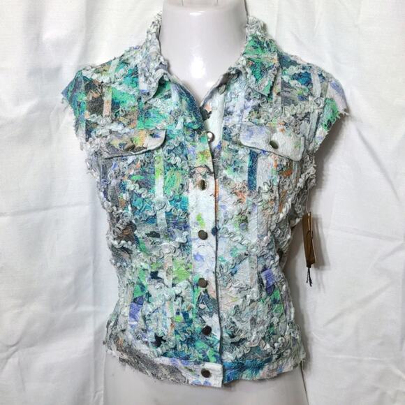 ALBERTO MAKALI Watercolor Sleeveless Vest Size 6 - Picture 1 of 8